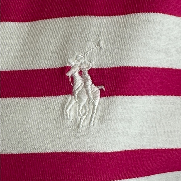NWT RALPH LAUREN Pink and White Striped Tee Size M. - Picture 4 of 14